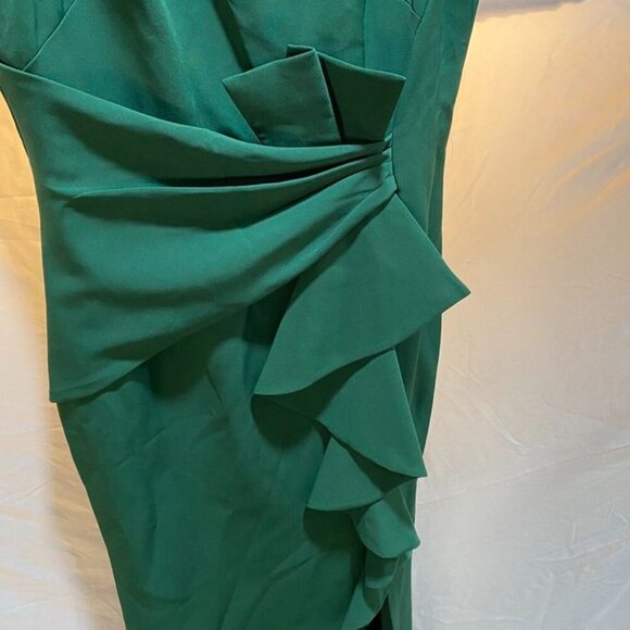 Eliza J Sleeveless Ruffle Front Floor Length Gown Hunter Green 12 - Picture 13 of 16